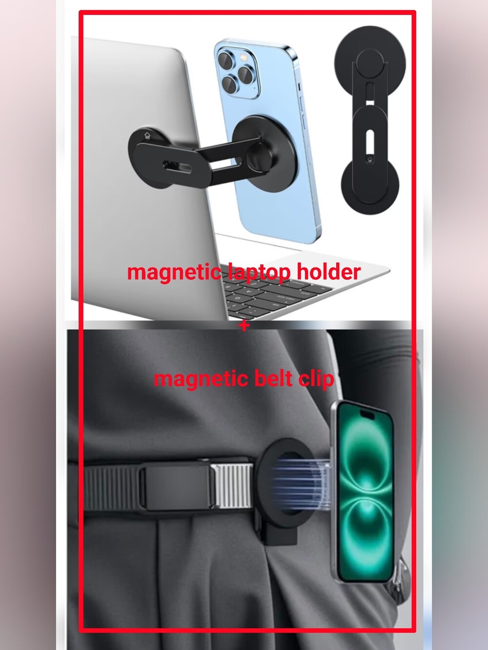 Magsafe Accessory Set (Phone Belt Clip and Phone Laptop Holder)